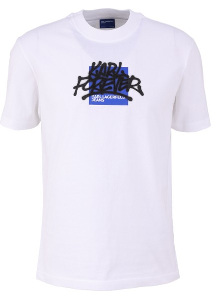 Beyaz Erkek T-Shirt 241D1709_KLJ Regular Sslv Graffıtı