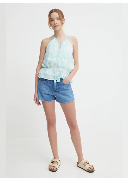 Yüksek Bel Normal Mavi Kadın Denim Şort PL801111MP1