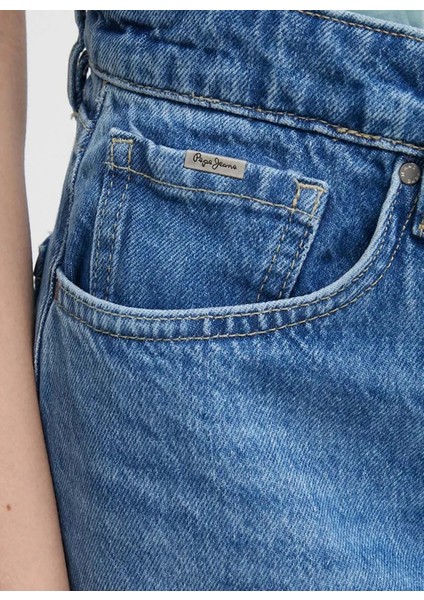 Yüksek Bel Normal Mavi Kadın Denim Şort PL801111MP1