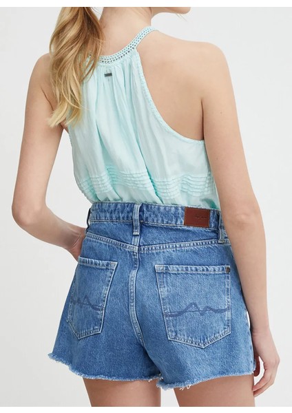Yüksek Bel Normal Mavi Kadın Denim Şort PL801111MP1