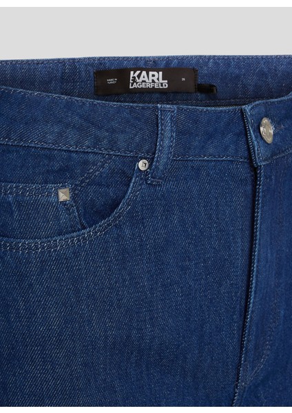 Yüksek Bel Düz Paça Normal Koyu Mavi Kadın Denim Pantolon 241W1102