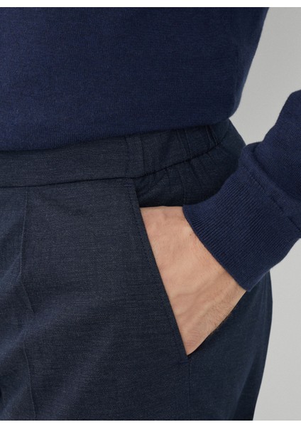 Normal Bel Lastikli Paça Relaxed Lacivert Erkek Pantolon HM212541