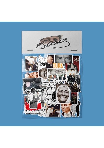 Mustafa Kemal Atatürk Sticker Paketi / Bullet Journal Defter Çıkartma Ajanda Laptop Etiket