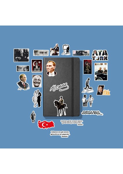 Mustafa Kemal Atatürk Sticker Paketi / Bullet Journal Defter Çıkartma Ajanda Laptop Etiket