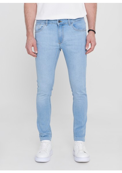 Normal Bel Dar Paça Extra Slim Mavi Erkek Pantolon ET0100000001
