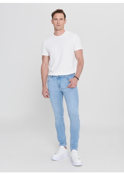 Normal Bel Dar Paça Extra Slim Mavi Erkek Pantolon ET0100000001