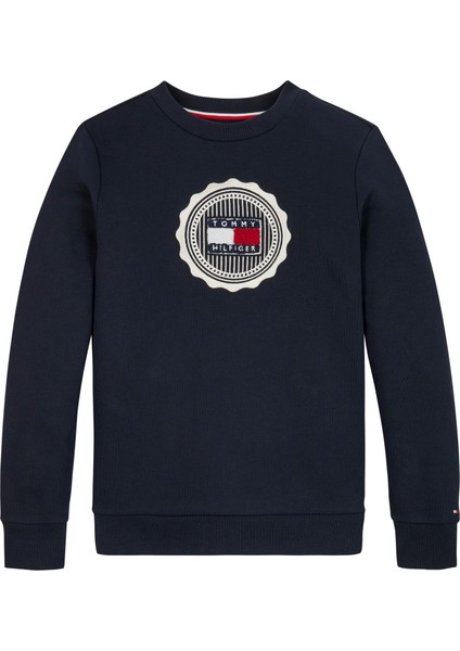 Tommy Hilfiger Baskılı Erkek Çocuk Lacivert Sweatshırt KB0KB09052DW5