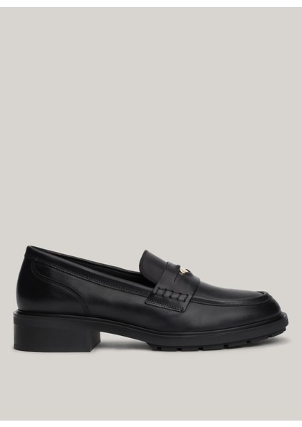 Tommy Hilfiger Deri Siyah Kadın Loafer Fw0Fw08029Bds