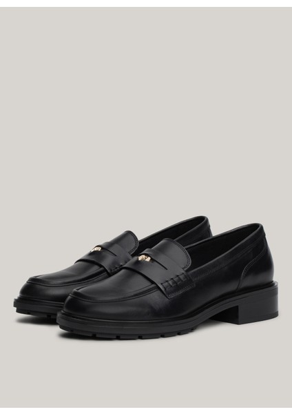 Tommy Hilfiger Deri Siyah Kadın Loafer Fw0Fw08029Bds