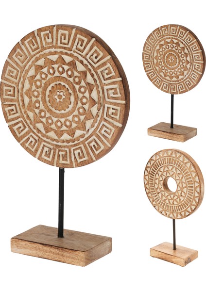 Boyner Evde Dekoratif Obje Deco Round On Base Mangowood 3