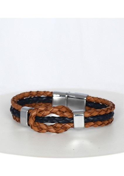Mrhero Erkek Camadan Hakiki Deri Örgü El Yapımı Bileklik MH034 Taba Rengi modelleri