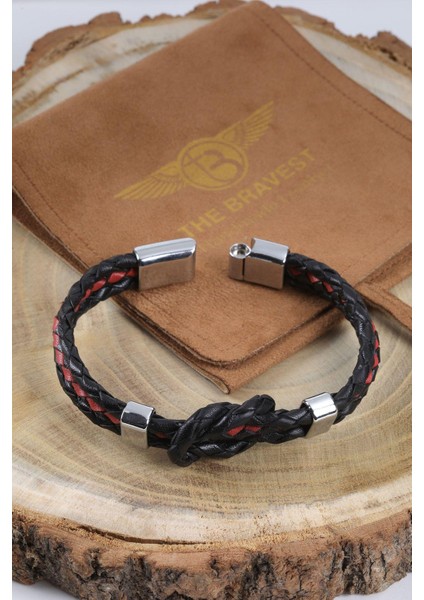 Mrhero Erkek Camadan Hakiki Deri Örgü El Yapımı Bileklik MH034 Siyah