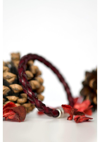 Mrhero Erkek Tek Örgü Hakiki Deri El Yapımı Deri Bileklik MH033 Bordo modelleri