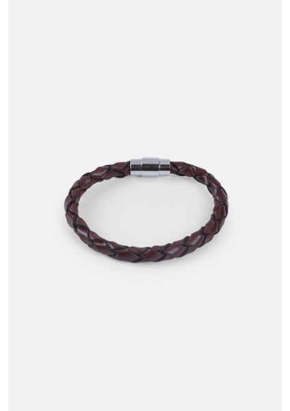 Mrhero Erkek Tek Örgü Hakiki Deri El Yapımı Deri Bileklik MH033 Bordo fırsatları