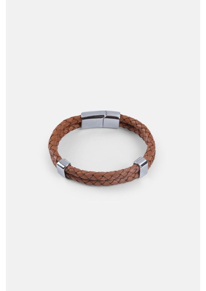 Mrhero Unisex Double Çift Örgü Hakiki Deri El Yapımı Deri Bileklik MH031 Taba Rengi fırsatları