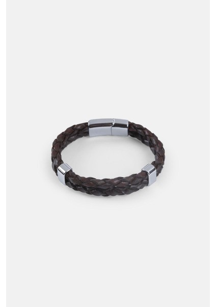 Mrhero Unisex Double Çift Örgü Hakiki Deri El Yapımı Deri Bileklik MH031 Kahverengi indirimleri