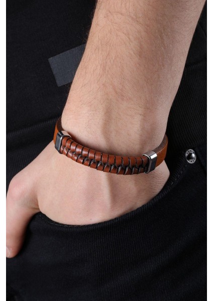 Mrhero Erkek Örgü Yılan Parçalı El Yapımı Hakiki Deri Bileklik MH027 Taba Rengi fiyatları