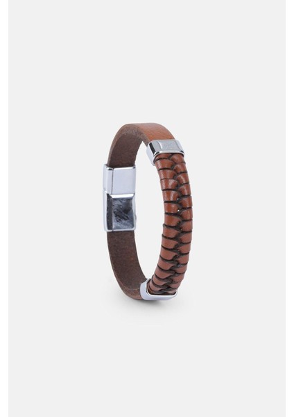 Mrhero Erkek Örgü Yılan Parçalı El Yapımı Hakiki Deri Bileklik MH027 Taba Rengi fırsatları