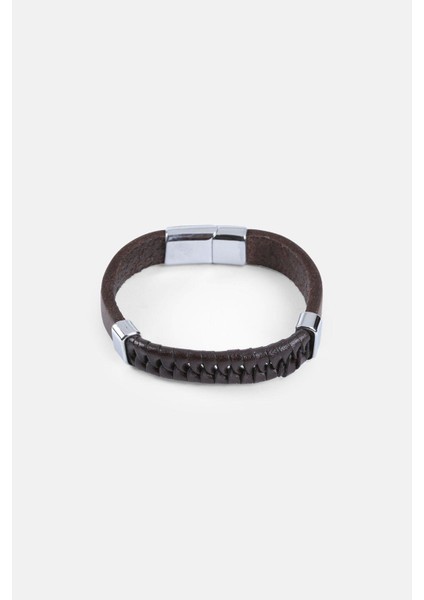 Mrhero Erkek Örgü Yılan Parçalı El Yapımı Hakiki Deri Bileklik MH027 Kahverengi modelleri