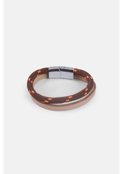 Mrhero Unisex Kahverengi Bej Rengi Düz Hakiki Deri Halatlı El Yapımı Bileklik MH022 Kahverengi modelleri