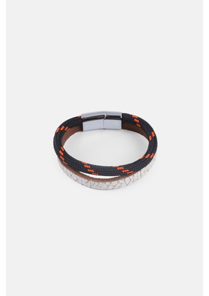 Mrhero Unisex Çatlak Beyaz Hakiki Deri Halatlı El Yapımı Deri Bileklik MH021 Siyah modelleri