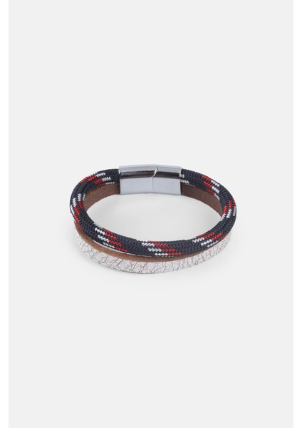 Mrhero Unisex Çatlak Beyaz Hakiki Deri Halatlı El Yapımı Deri Bileklik MH021 Lacivert modelleri