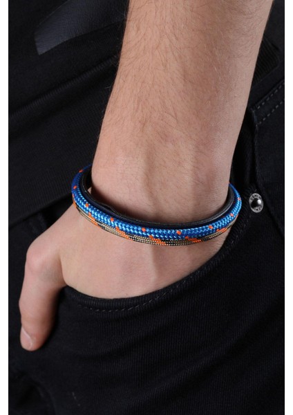 Mrhero Unisex Mavi Haki Çift Halatlı Antik El Yapımı Hakiki Deri Bileklik MH020 Çok Renkli fiyatları