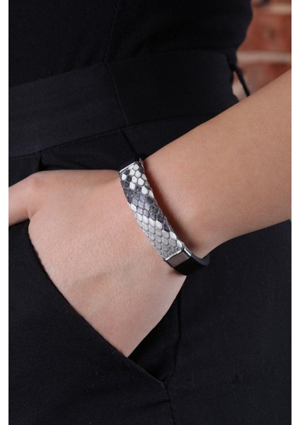 Mrhero Unisex Parçalı Hakiki Piton Deri El Yapımı Deri Bileklik MH018 Siyah fiyatları