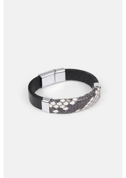 Mrhero Unisex Parçalı Hakiki Piton Deri El Yapımı Deri Bileklik MH018 Siyah modelleri