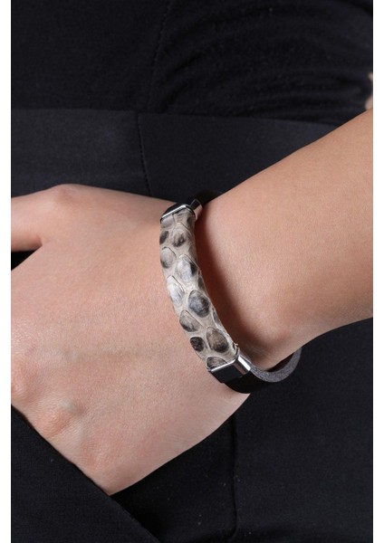 Mrhero Unisex Parçalı Hakiki Piton Deri El Yapımı Deri Bileklik MH018 Kahverengi fiyatları