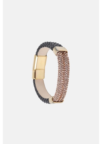 Mrhero Altın Kaplama Kristal Boncuklu Parçalı Hakiki Piton Deri Bileklik MH016 Siyah fırsatları