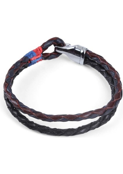 Mrhero Unisex Yeşil Kancalı Ikili Örgü El Yapımı Hakiki Deri Bileklik MH012 Çok Renkli modelleri