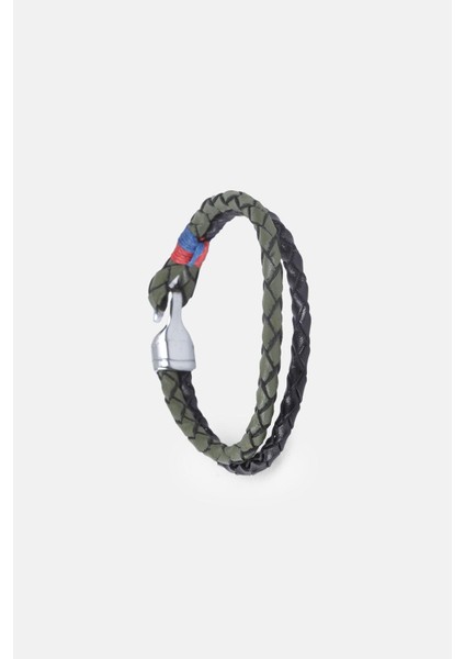 Mrhero Unisex Yeşil Kancalı Ikili Örgü El Yapımı Hakiki Deri Bileklik MH012 Yeşil fırsatları
