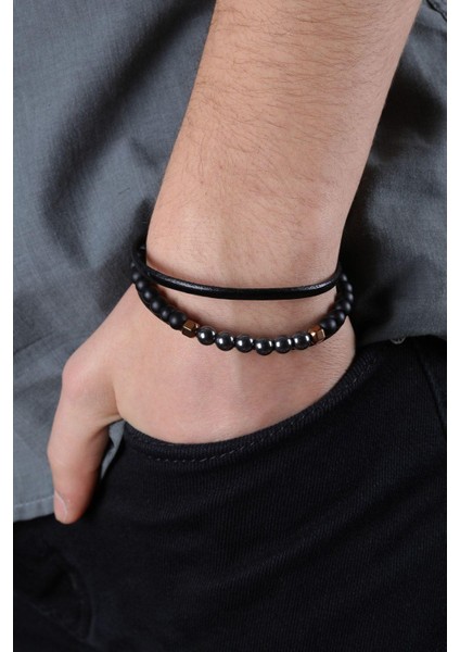 Mrhero Erkek Orta Boncuk (Renkli) Kenarı Düz El Yapımı Hakiki Deri Bileklik MH010 Gri fiyatları