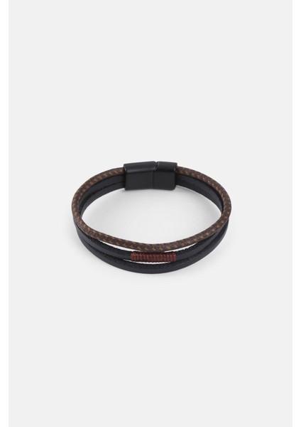 Mrhero Unısex 3'lü Orta Sırma Tek Halat El Yapımı Hakiki Deri Bileklik MH007 Siyah modelleri