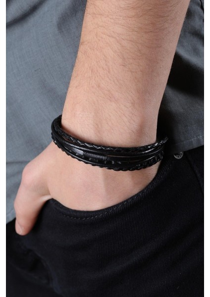 Mrhero Erkek Ahtapot Karışık Örgü El Yapımı Hakiki Deri Bileklik MH002 Siyah fiyatları