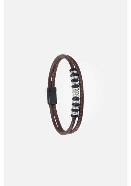Mrhero Unisex Halat Ipli Metal Aksesuarlı El Yapımı Hakiki Deri Bileklik MH001 Sütlü Kahverengi modelleri