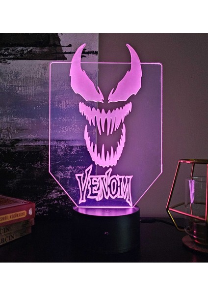 Lerad-Lazer Art Venom 3D Gece Lambası. 16 Renk+Dokunmatik ve Uzaktan Kumandalı Işık. Hediye Olarak Mükemmeldir.