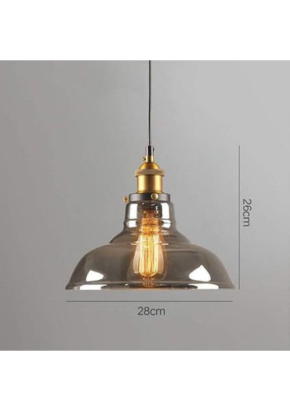 Rustik,Retro,Vintage Füme 1 x e27 Tekli Cam Sarkıt Avize Çap:28 cm Not:1adet Fiyatıdır