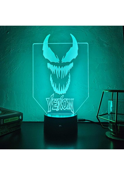 Lerad-Lazer Art Venom 3D Gece Lambası. 16 Renk+Dokunmatik ve Uzaktan Kumandalı Işık. Hediye Olarak Mükemmeldir.