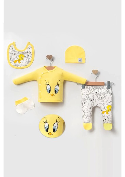 3 Ay Civciv Desen Yenidoğan 5li Hastane Çıkışı Zıbın Seti Sarı