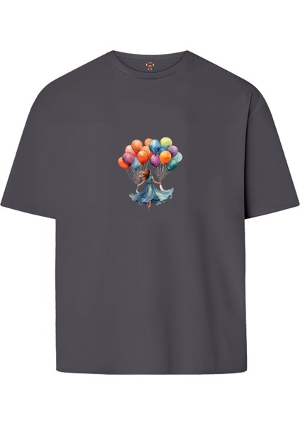 Flyballoon Unisex Çift Iplik Dokumalı Rahat Kalıp %100 Pamuk T-Shirt