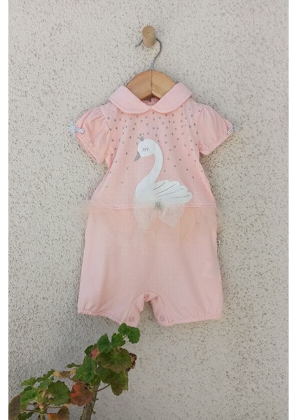 Kuğu Desen Kız Bebek Tulum 3-6-9 Ay
