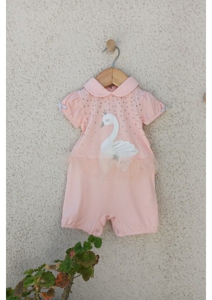 Kuğu Desen Kız Bebek Tulum 3-6-9 Ay