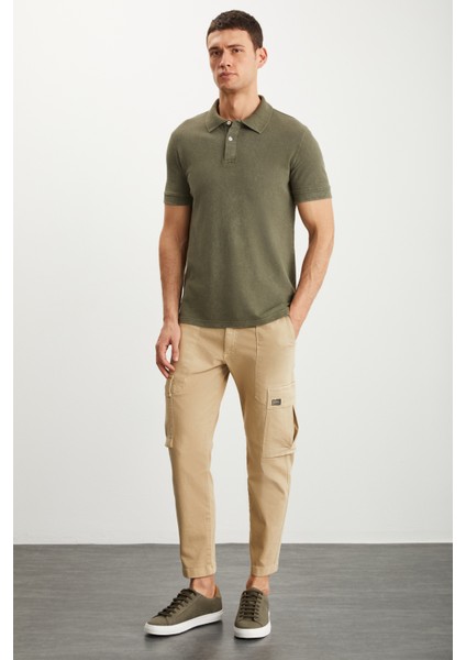 Vernon Erkek Soluk Efektli Haki Polo Yaka T-Shirt fiyatları