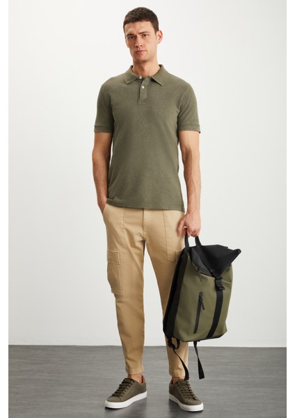 Vernon Erkek Soluk Efektli Haki Polo Yaka T-Shirt fırsatları