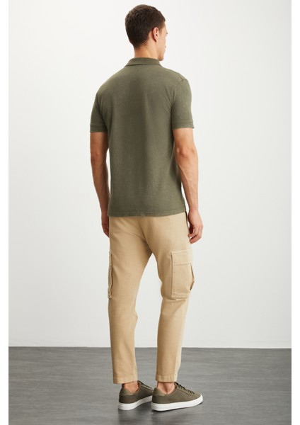 Vernon Erkek Soluk Efektli Haki Polo Yaka T-Shirt indirimleri
