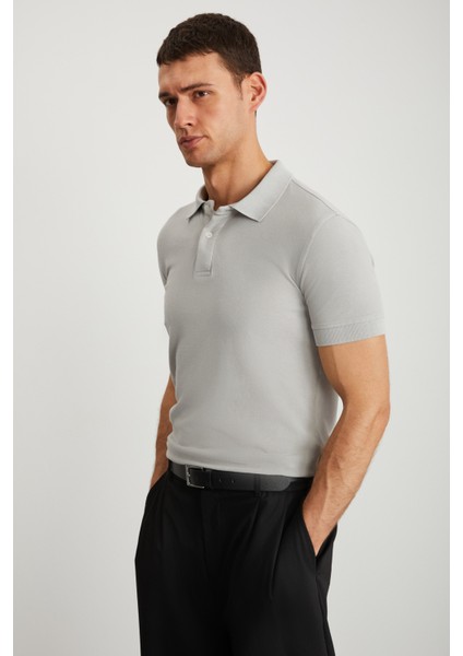 Vernon Erkek Soluk Efektli Gri Polo Yaka T-Shirt fırsatları
