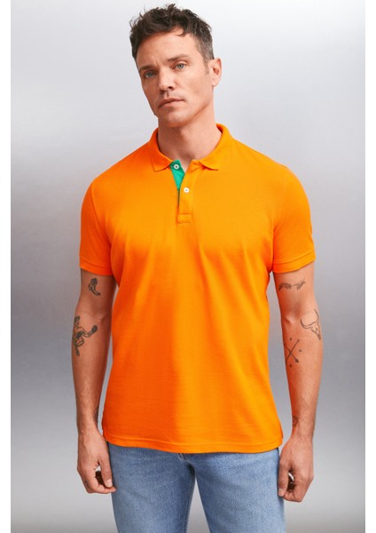 Mathew Erkek Turuncu Polo Yaka T-Shirt modelleri