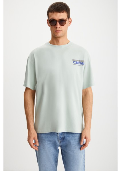 Kaisen Erkek Pamuk kısa Kol Baskılı Regular Fit Yeşil T-Shirt fırsatları